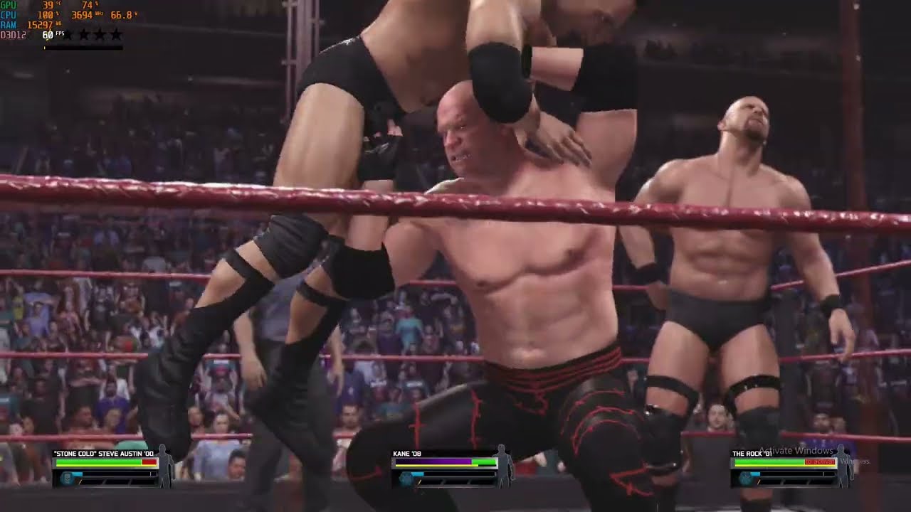 WWE 2K25 | Hell in a Cell 🔥 Kane vs Stone Cold vs The Rock | World Heavyweight Championship