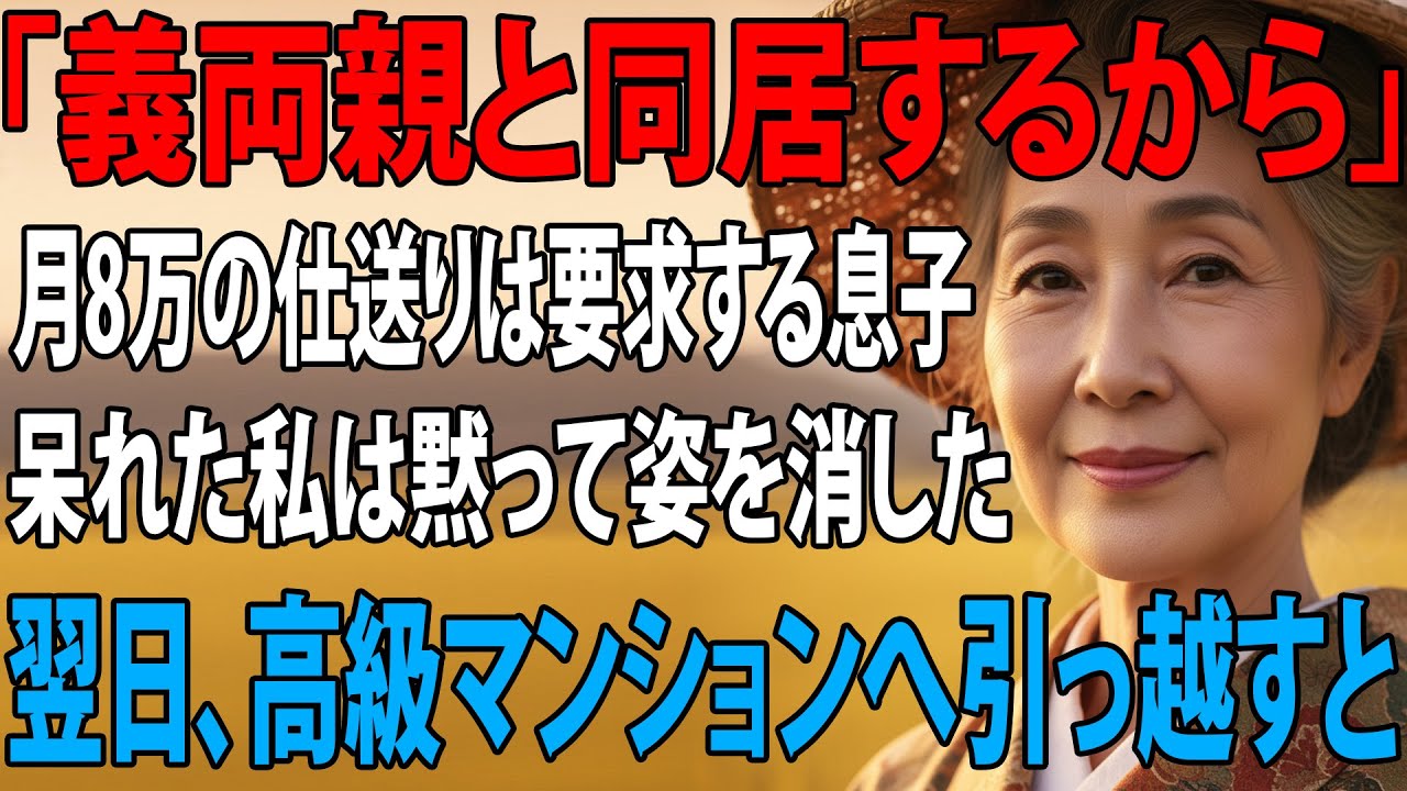 「義両親と暮らすから」月8万も仕送りをしていた私へ一方的に宣告する息子。呆れた私は黙ってすべての援助を停止→翌日、高級マンションへ引っ越すと、半狂乱