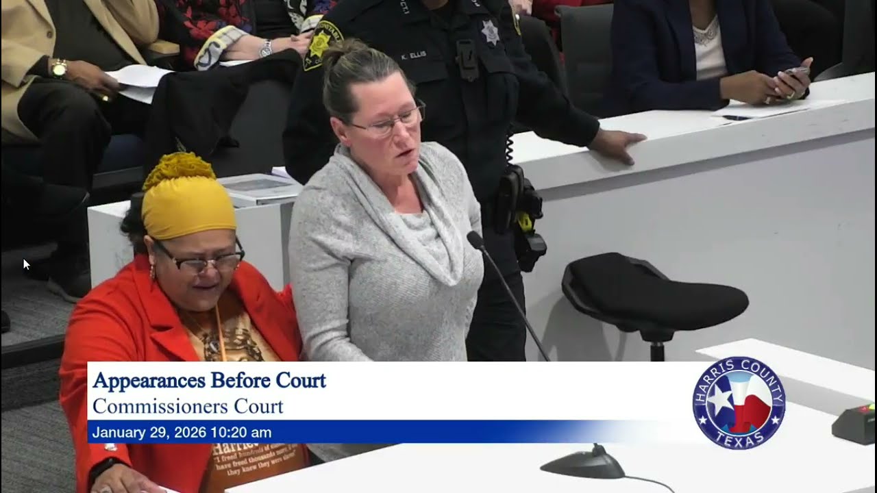 Harris County Commissioners Court 1/29/26: Kim Carlson against increasing # of detention officers