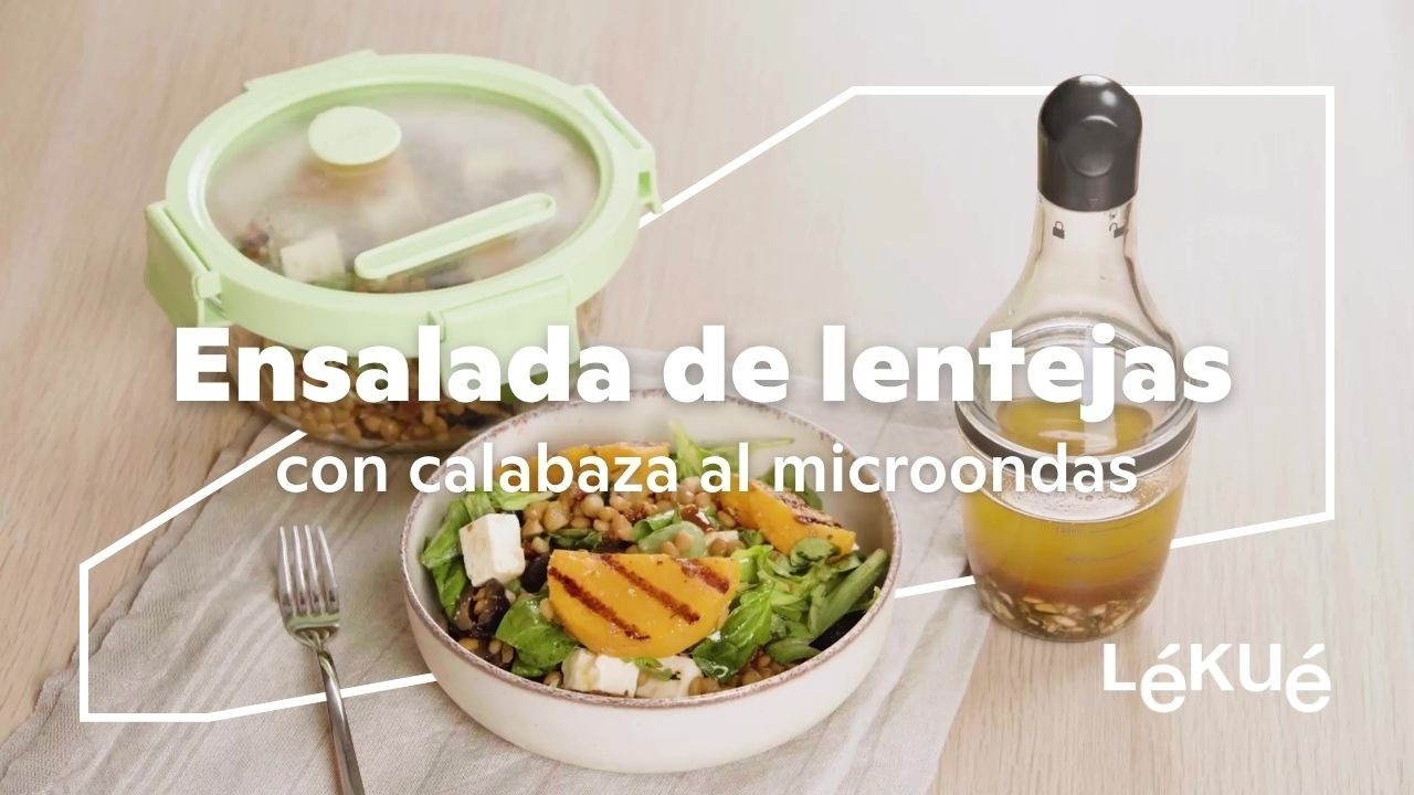 Ensalada de lentejas con calabaza al grill - Microwave Grill | Recetas con Lékué