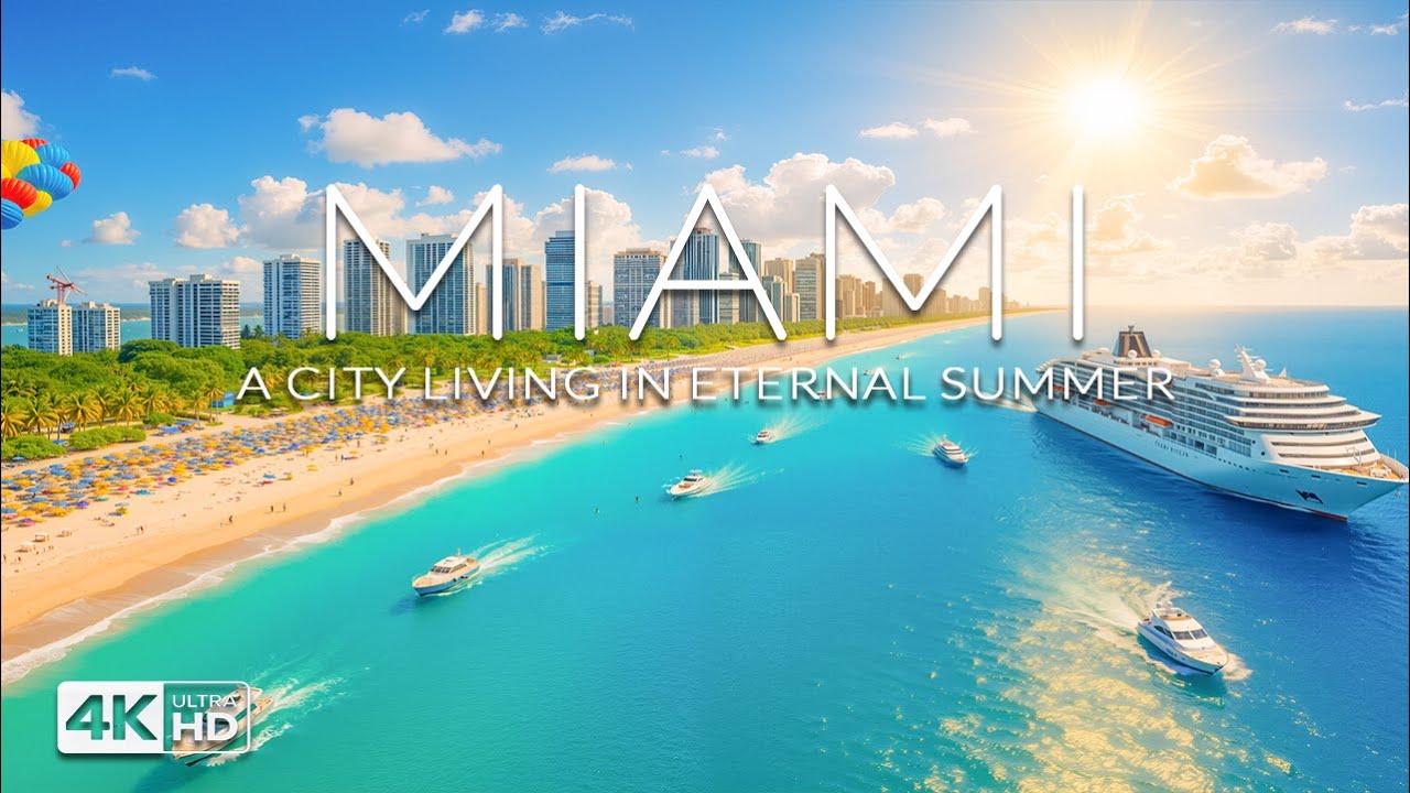 4K Drone Footage Of Miami | Vibrant City Atmosphere & Stunning Beach Views UHD