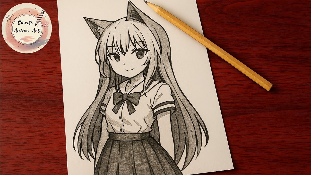 how to Draw anime girl in school uniform | School Girl Anime Drawing |how to Draw anime girl drawing
