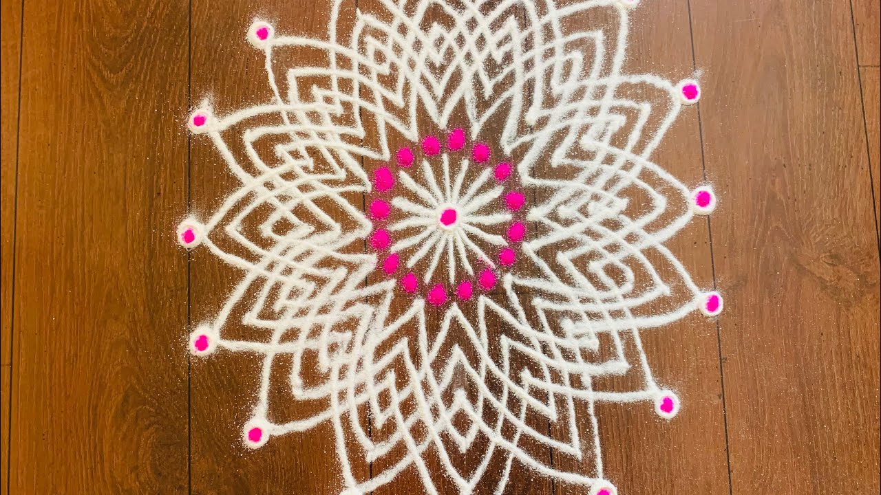 Easy daily rangoli🌷Rangoli for beginners Dots rangoli🌸👌Kolam and muggulu rangoli😊Simple and elegant 