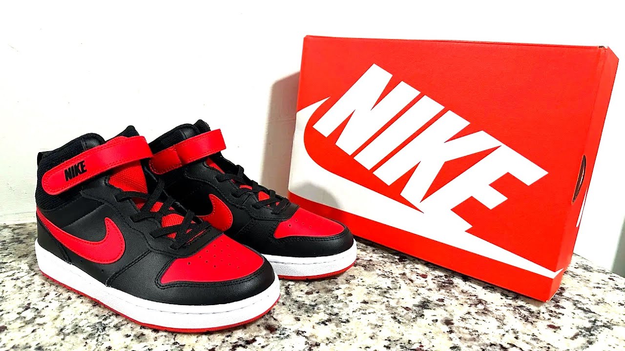 Nike Court Borough Mid 2 (PSV) “Bred” Black and Red Youth 2.5 | Nike Unisex Child High-Top #nike