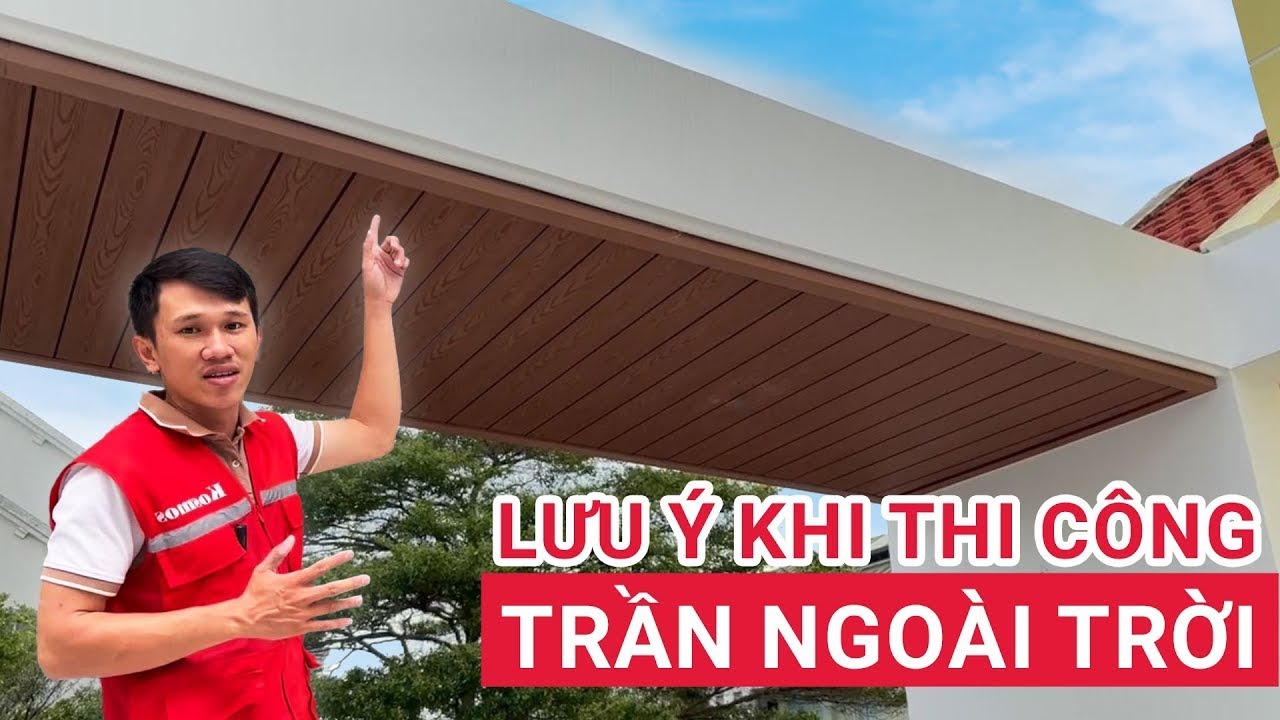 Ốp trần gỗ nhựa ban công đúng cách | Thi công trần gỗ nhựa mái hiên đẹp và hiện đại