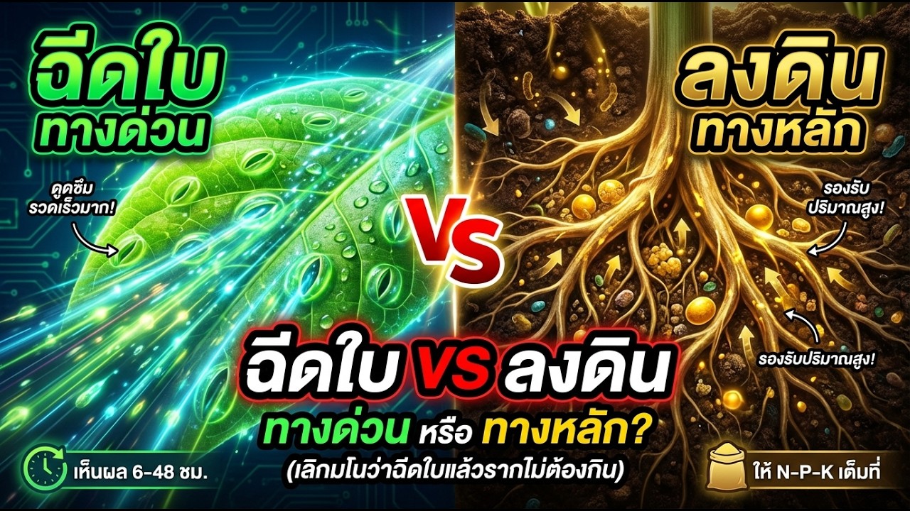 ฉีดทางใบ VS ให้ทางราก: ทางด่วนหรือทางหลัก? เลิกมโนว่าฉีดใบแล้วรากไม่ต้องกิน