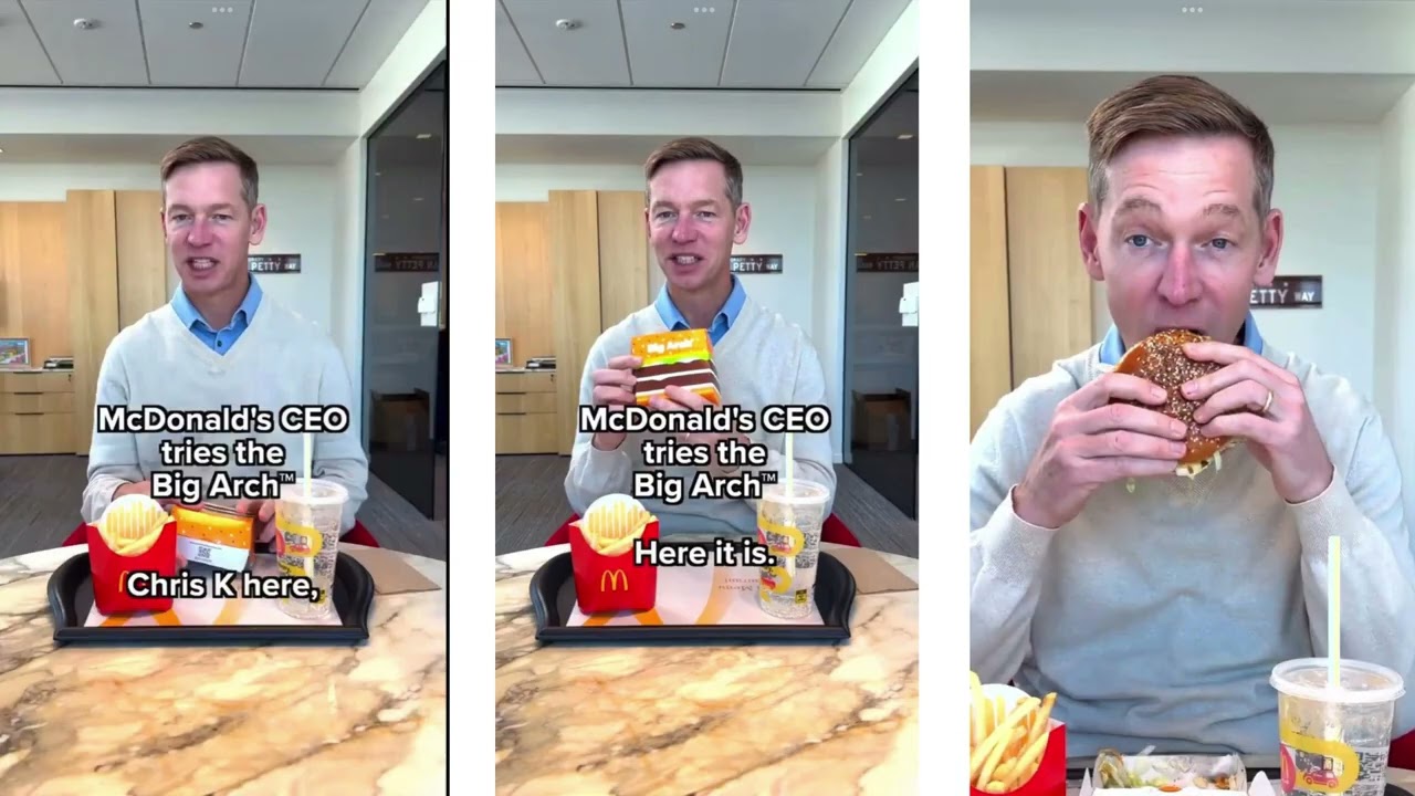 The CEO of McDonald's awkward taste test of the Big Arch burger goes viral online