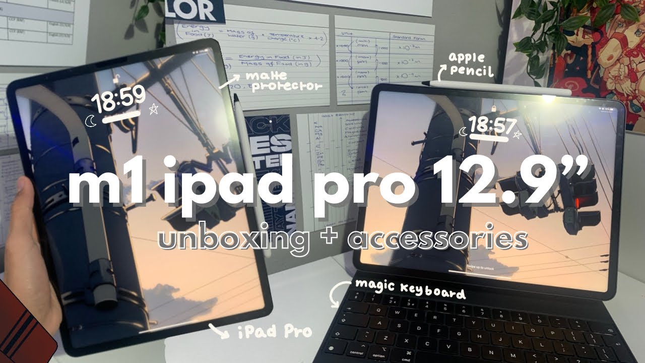  ipad pro (2021) unboxing ~ [space grey, 12.9”, m1 chip, 128gb] ~ apple pencil 2 + magic keyboard