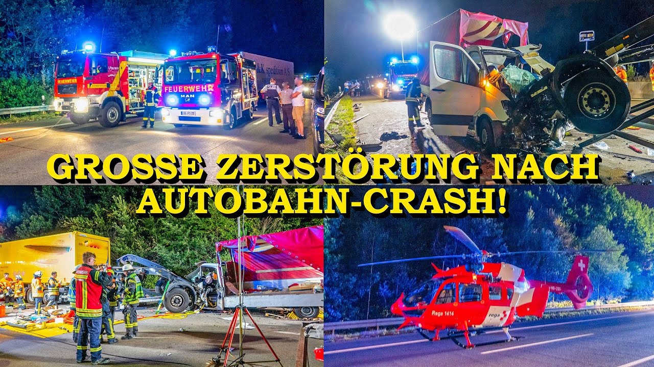[TRANSPORTER KRACHT IN STAUENDE] - HUBSCHRAUBER (REGA) AUS SCHWEIZ KOMMT - | MASSIVE ZERSTÖRUNG | A5