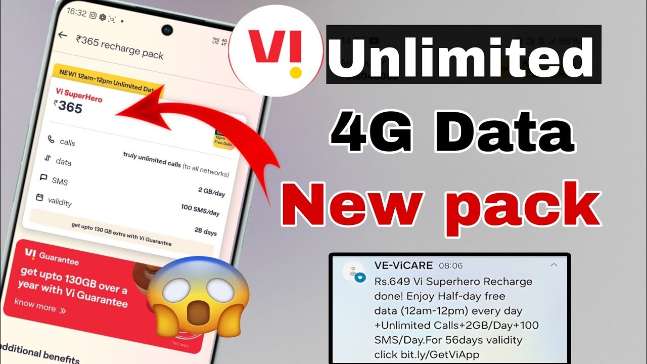 VI unlimited 4g new pack | vI 12 AM se 12:00 PM Tak unlimited data | full detail is video mein |