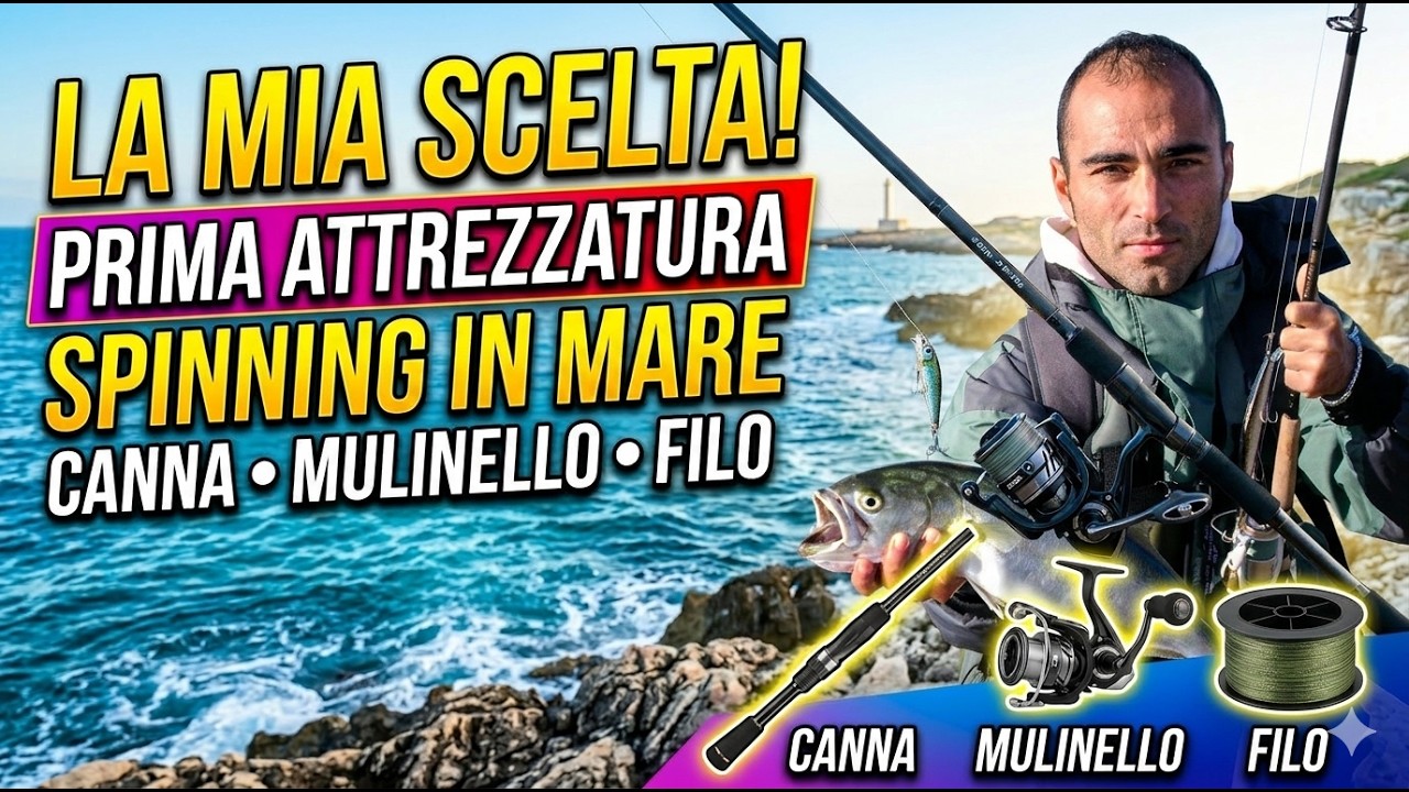 PRIMA ATTREZZATURA CANNA MULINELLO FILO per la PESCA a SPINNING in MARE - fai la tua scelta!