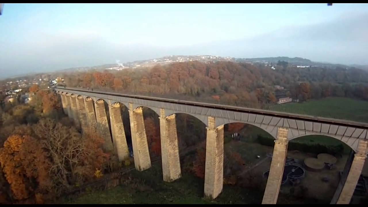 Aerial view Pontcysyllte Aqueduct - World Heritage Site - Llangollen Canal
