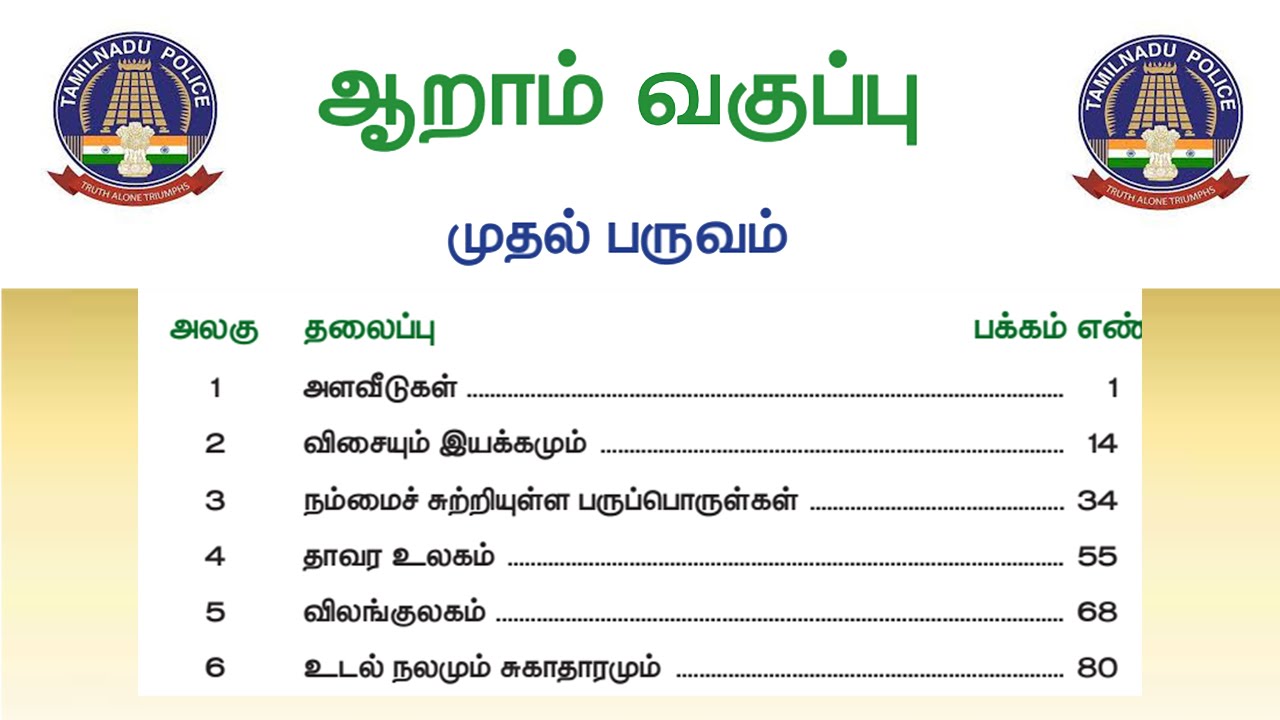 6 th SCIENCE TERM  1 | உடல் நலமும் சுகாதாரமும்  | TNUSRB UNIFORM ASPIRINTS | THANJAVUR | POLICE & SI