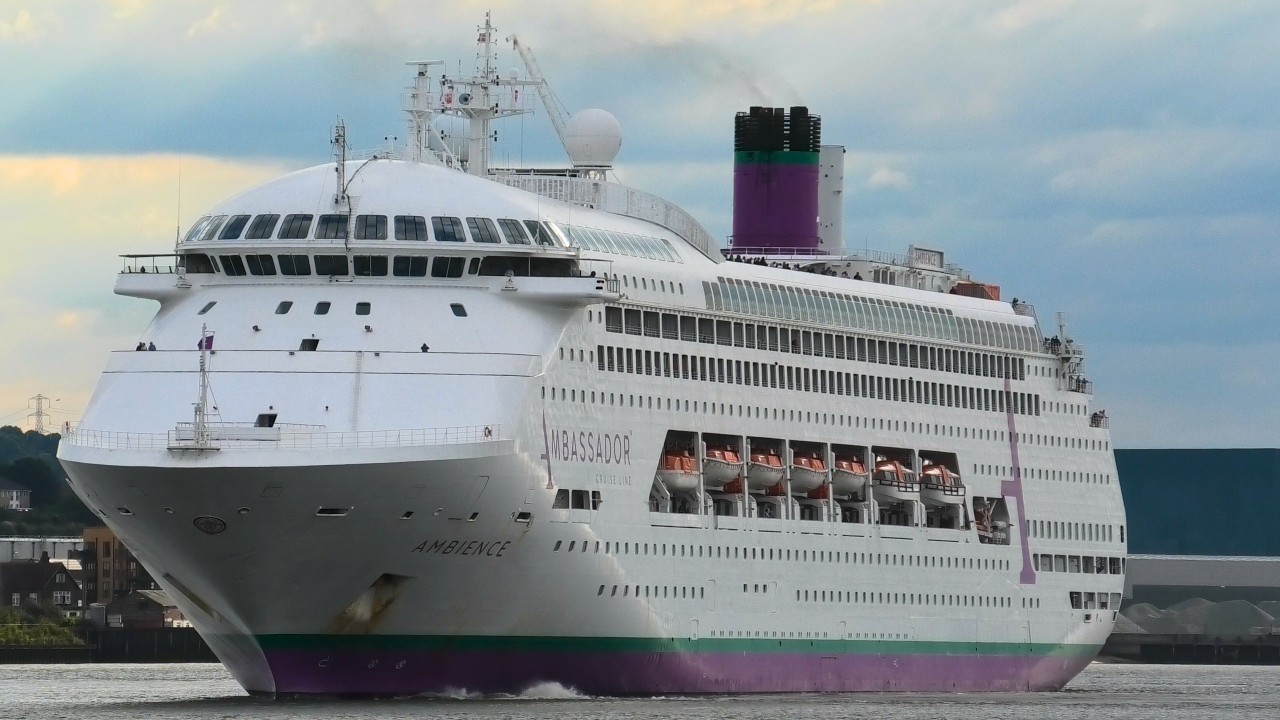 Ambassador Cruise ship AMBIENCE departs Tilbury