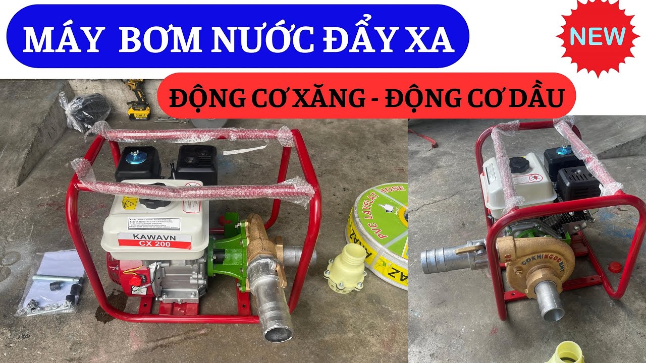 M&aacute;y bơm nước gắn s&ecirc;n đẩy xa đẩy cao chạy xăng hoặc dầu Diesel