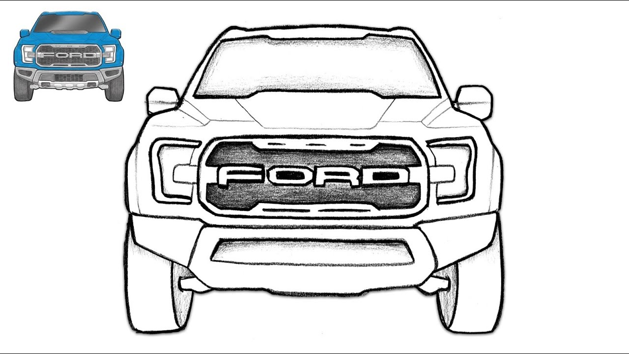 Ford F-150 Raptor Drawing Tutorial | Simple Front View Truck Pencil Sketch for Beginners
