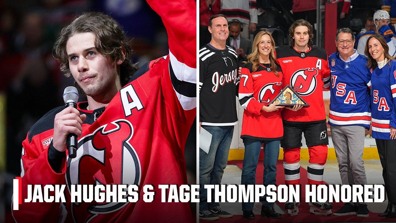 Jack Hughes recieves STANDING OVATION before Sabres-Devils ceremonial puck drop 👏 | NHL on ESPN