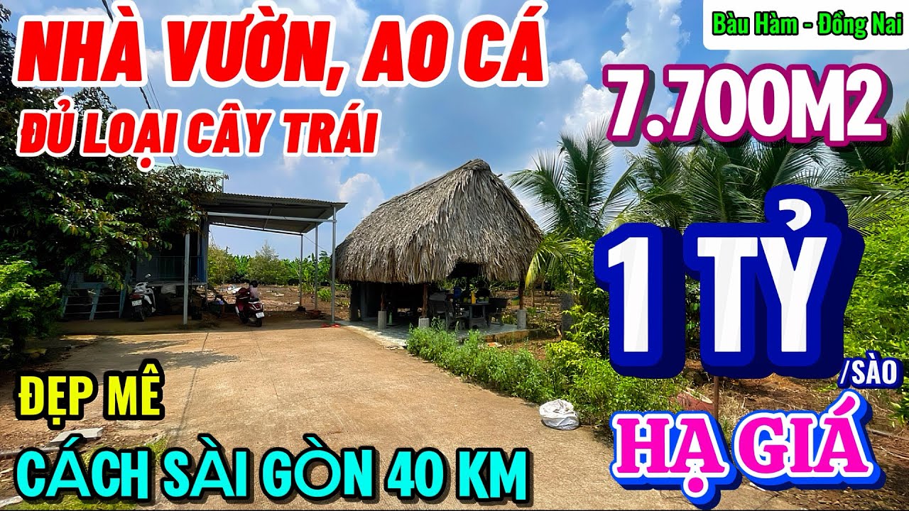 Nhà đất đồng nai,Hạ giá 1tỷ3 bán gấp nhà vườn,ao cá, cây trái đủ loại suối róc rách đẹp mê mẩn
