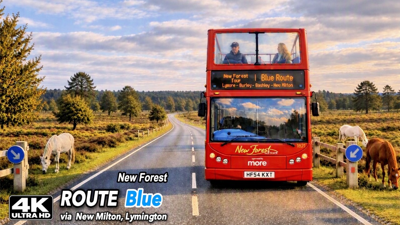 Where England&rsquo;s New Forest Meets the Sea 🇬🇧 | 2-Hour Open-Top Bus Journey | 4K