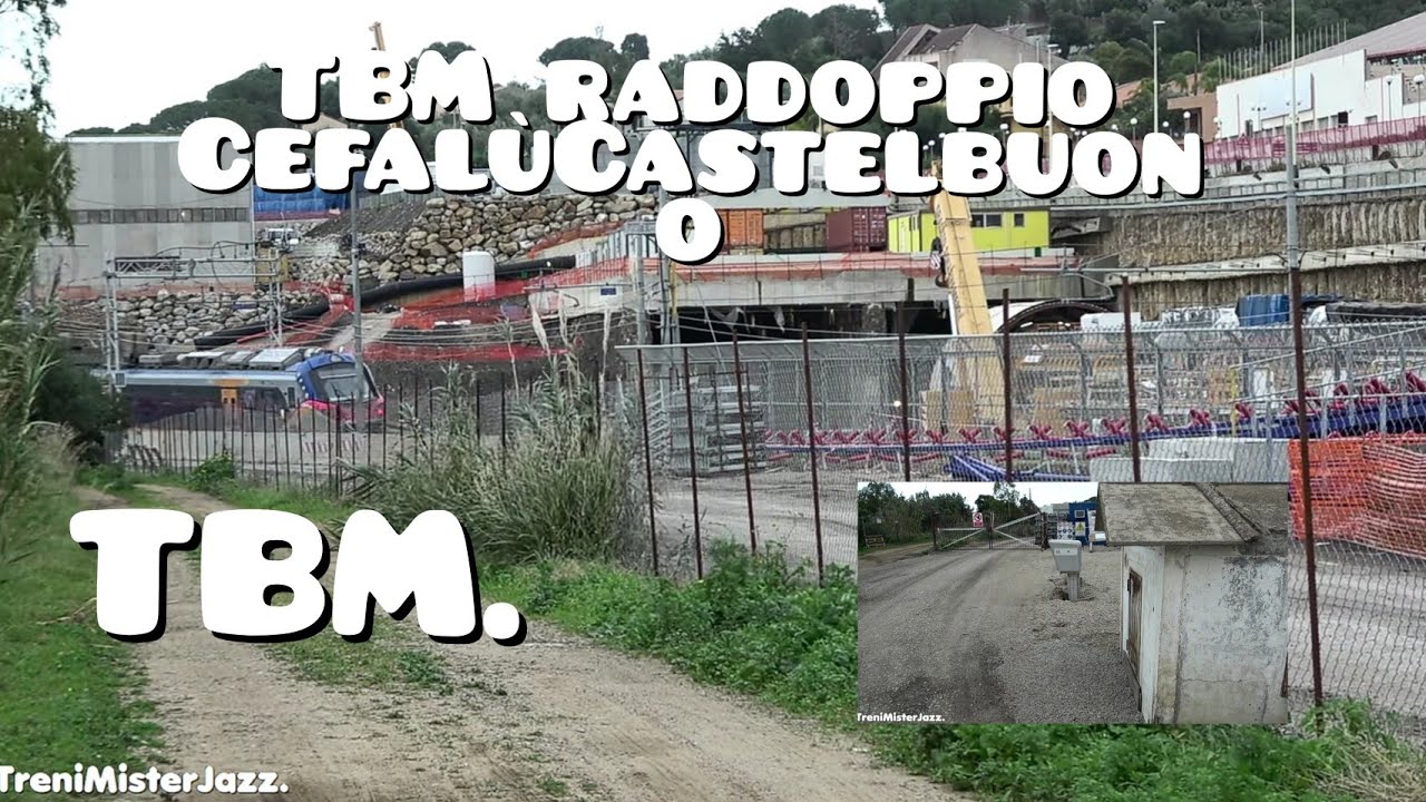 Montaggio talpa TBM nel cantiere per il raddoppio Cefalù-Castelbuono.Transiti vari