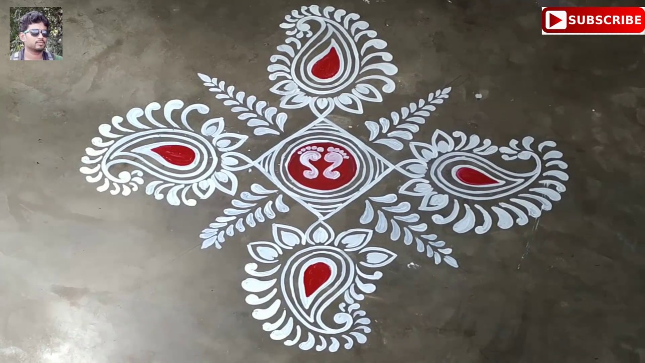 সহজে পুজার আল্পনা দেওয়া সিখুন# very easy festival alpona