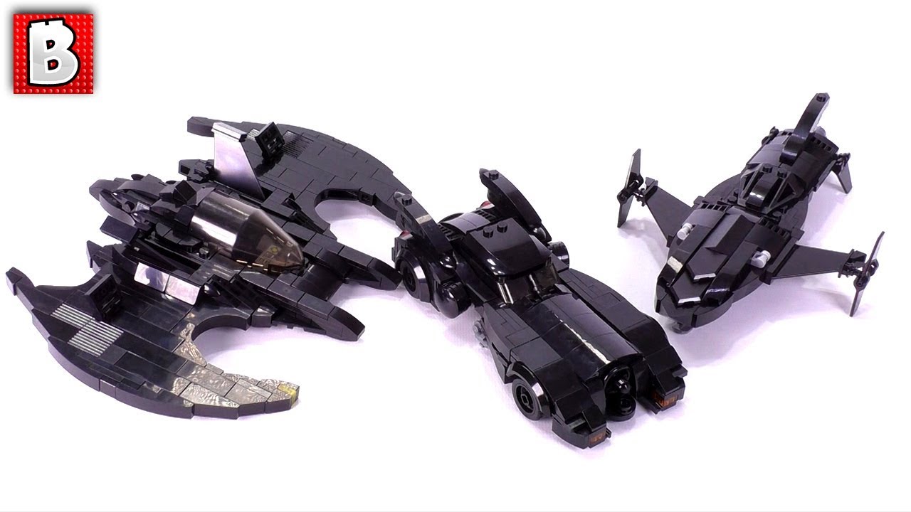 Amazing LEGO Batmobile, Batwing & Batski at minifigure scale!