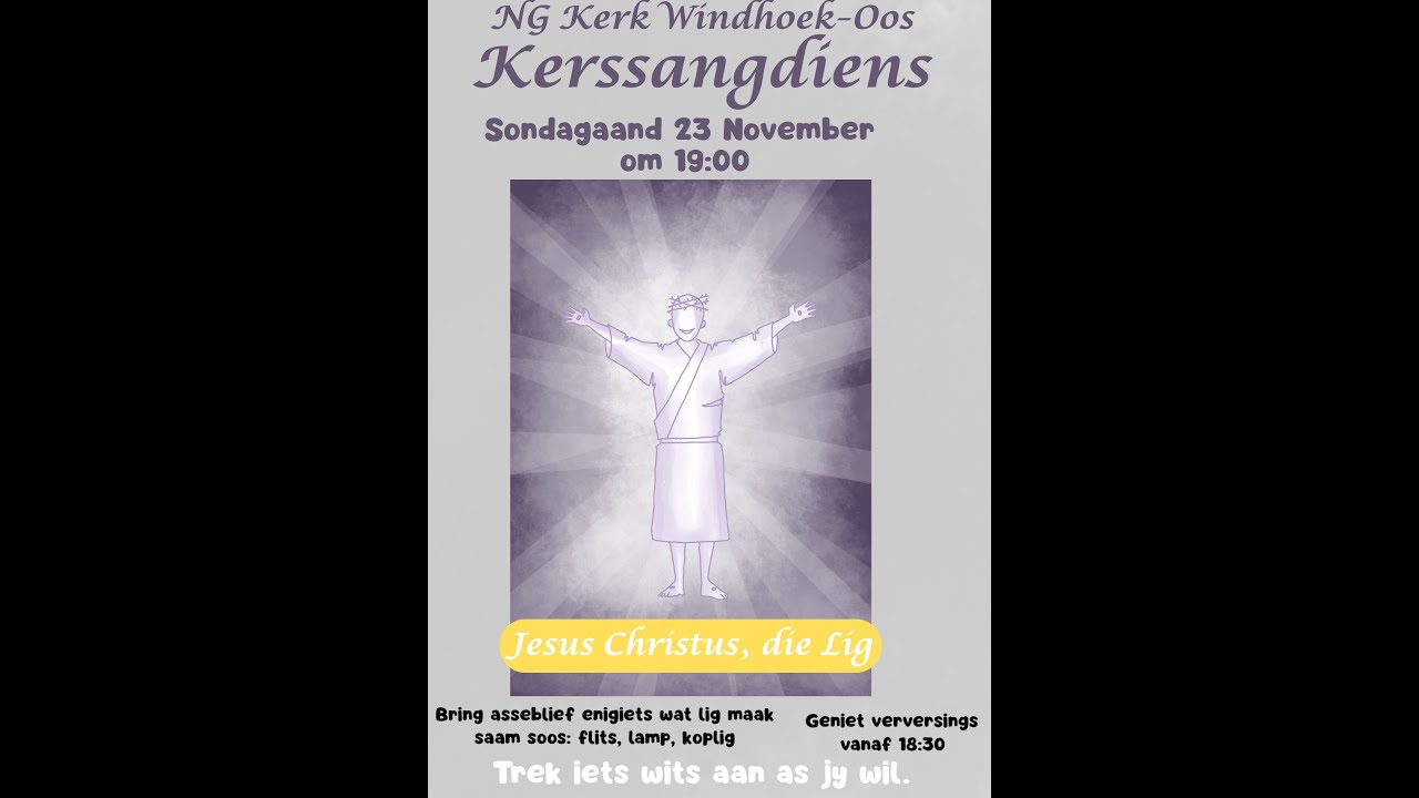 Kerssangdiens gelei deur Eddie Turner: 23  November om  