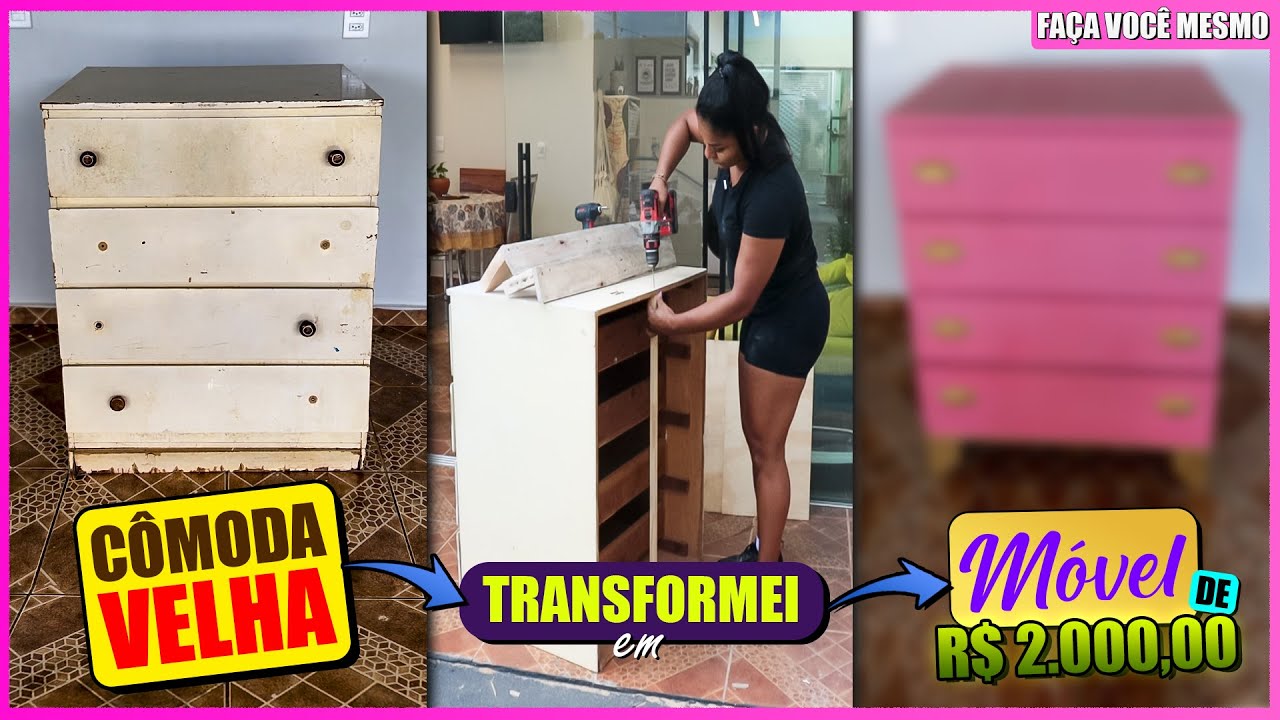 TRANSFORMEI UMA COMODA VELHA EM UM MOVEL AVALIADO EM DOIS MIL REAIS - Faça Você Mesmo #diy