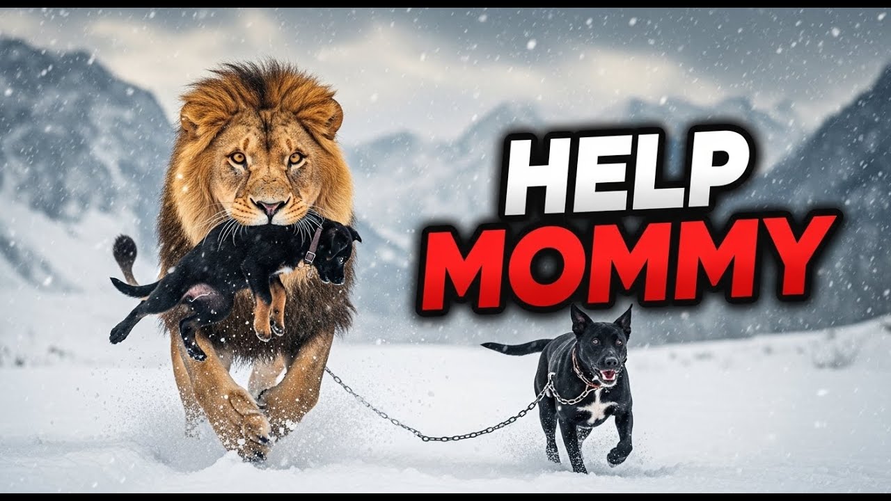 Brave Cats Save a Puppy from a Lion in Frozen Mountains #dog  #puppy #rescue #animals