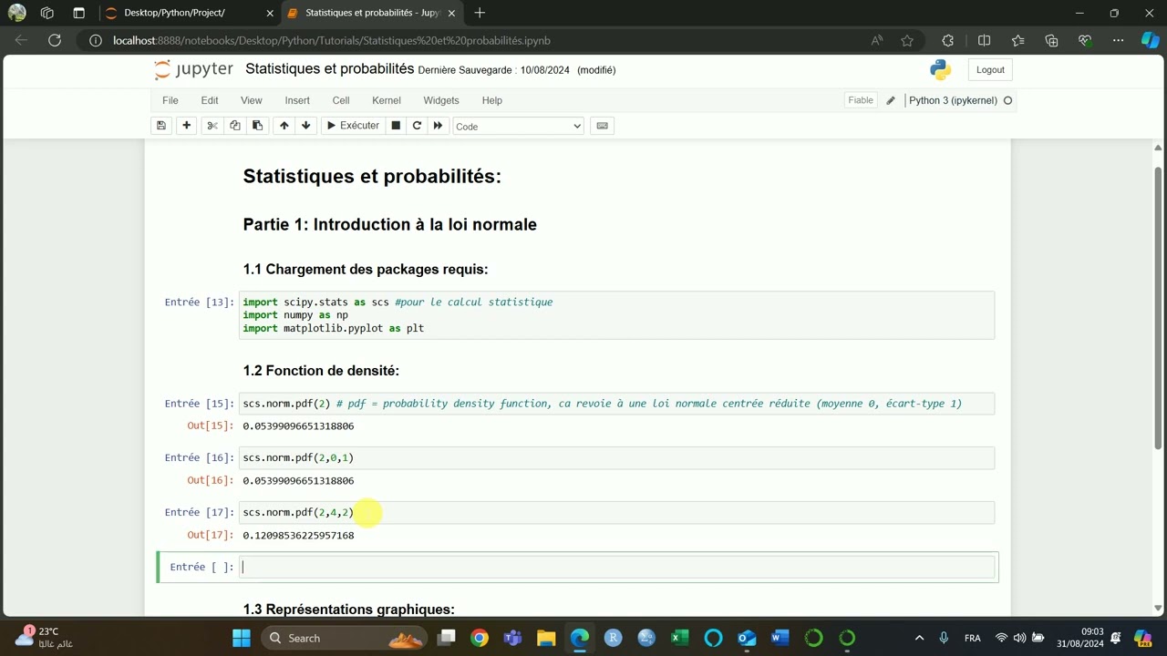 Statistiques et probabilités sur Python - Introduction à la loi normale