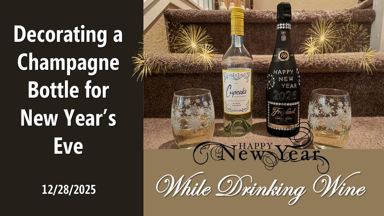 Decorating a Champagne Bottle for New Year's Eve