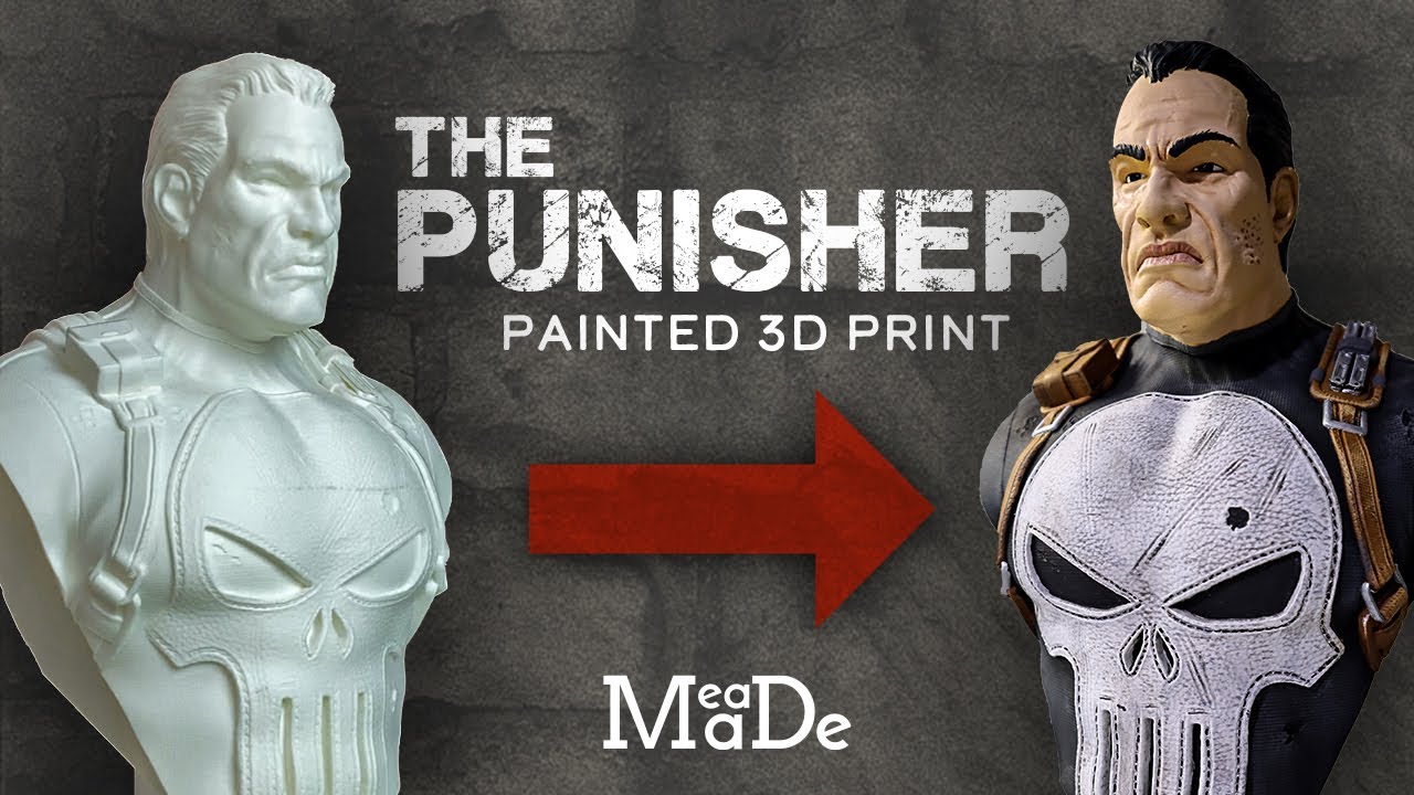 Painting 3D Printed The Punisher Bust | 3D Print n' Paint | Timelapse