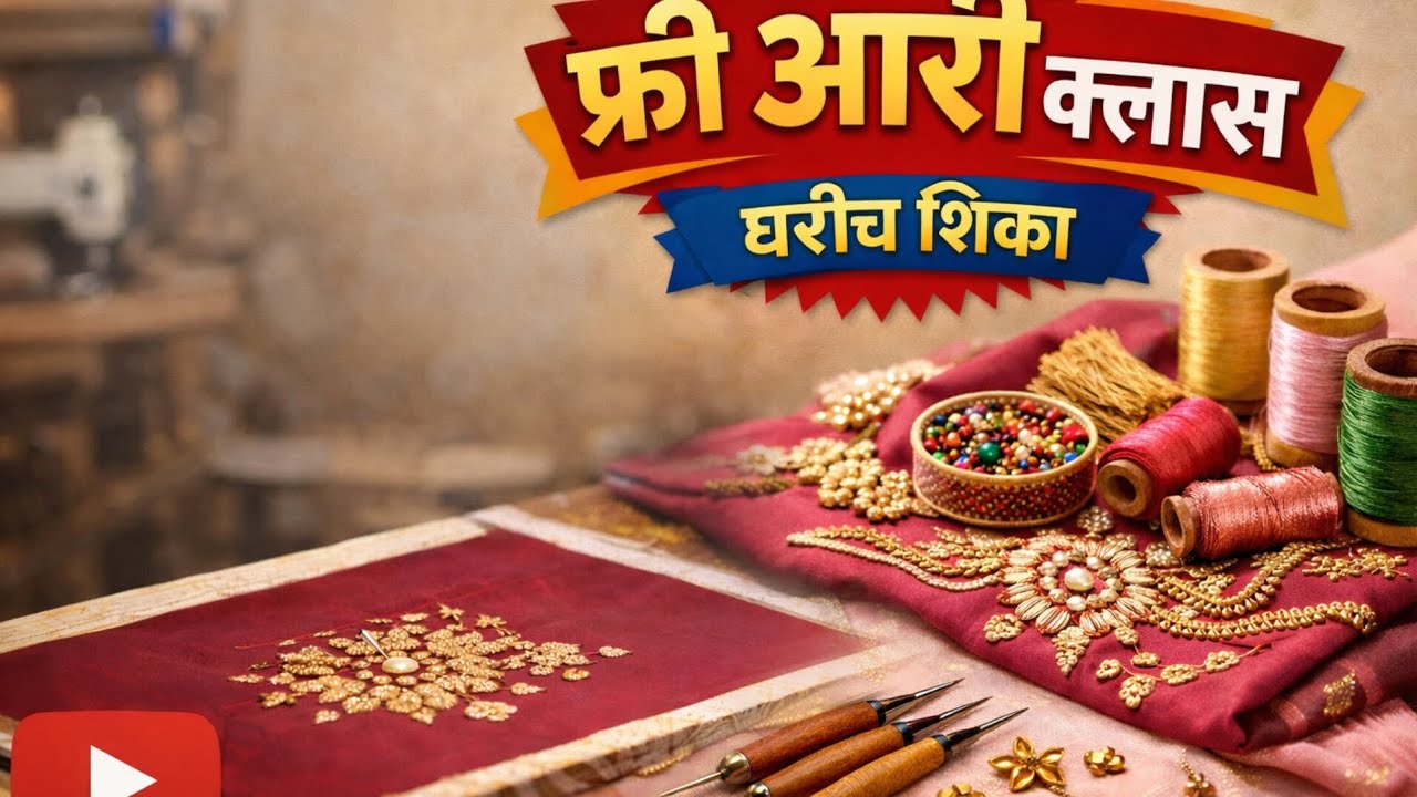Free aari work class day 2 |  आरी वर्क शिका घरच्या घरीच #aariwork #aariembroidery #aariworkclass 