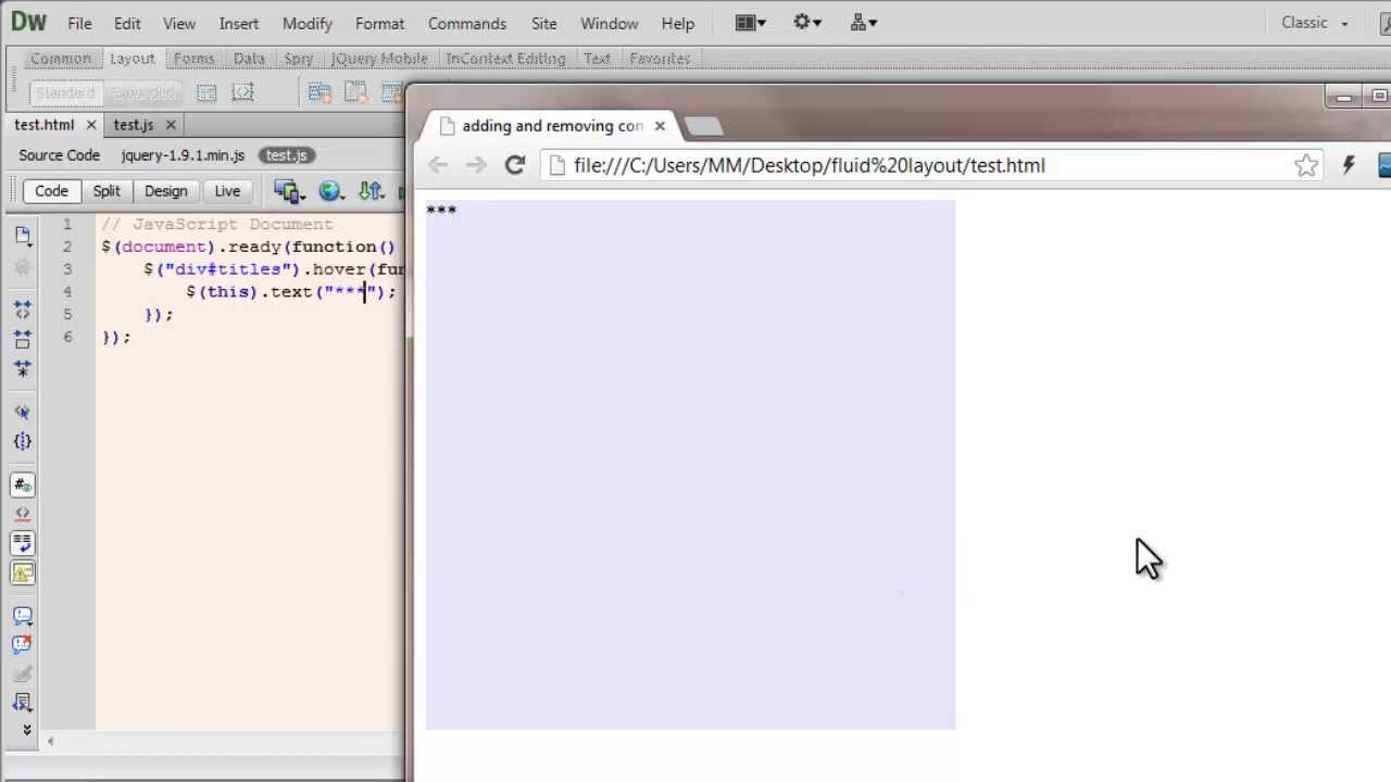 Dreamweaver & Jquery Tutorial: Adding and removing Content