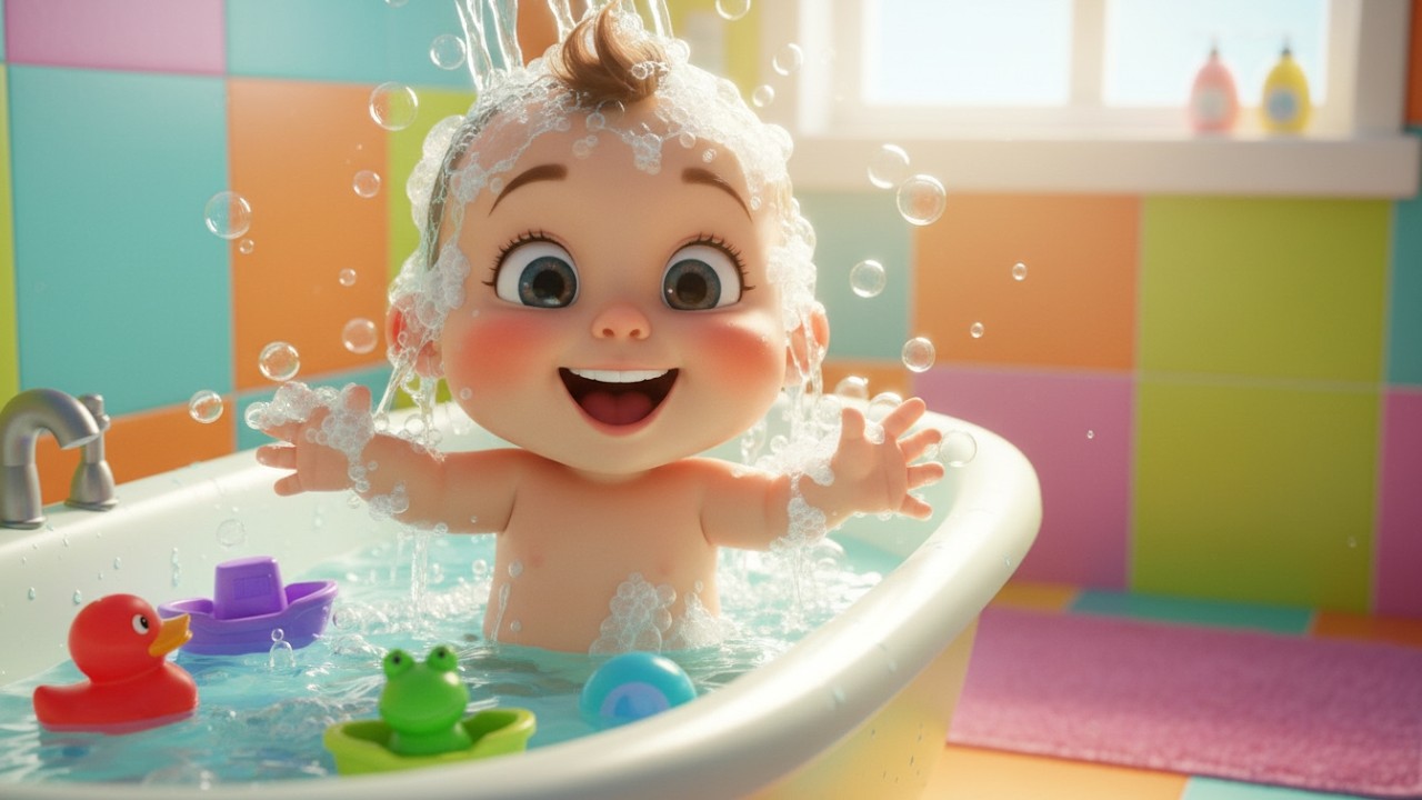 Bath Time Bubbles Rhyme for Kids | Fun Bath & Hygiene Song | Popular Nursery Rhymes, Baby Songs