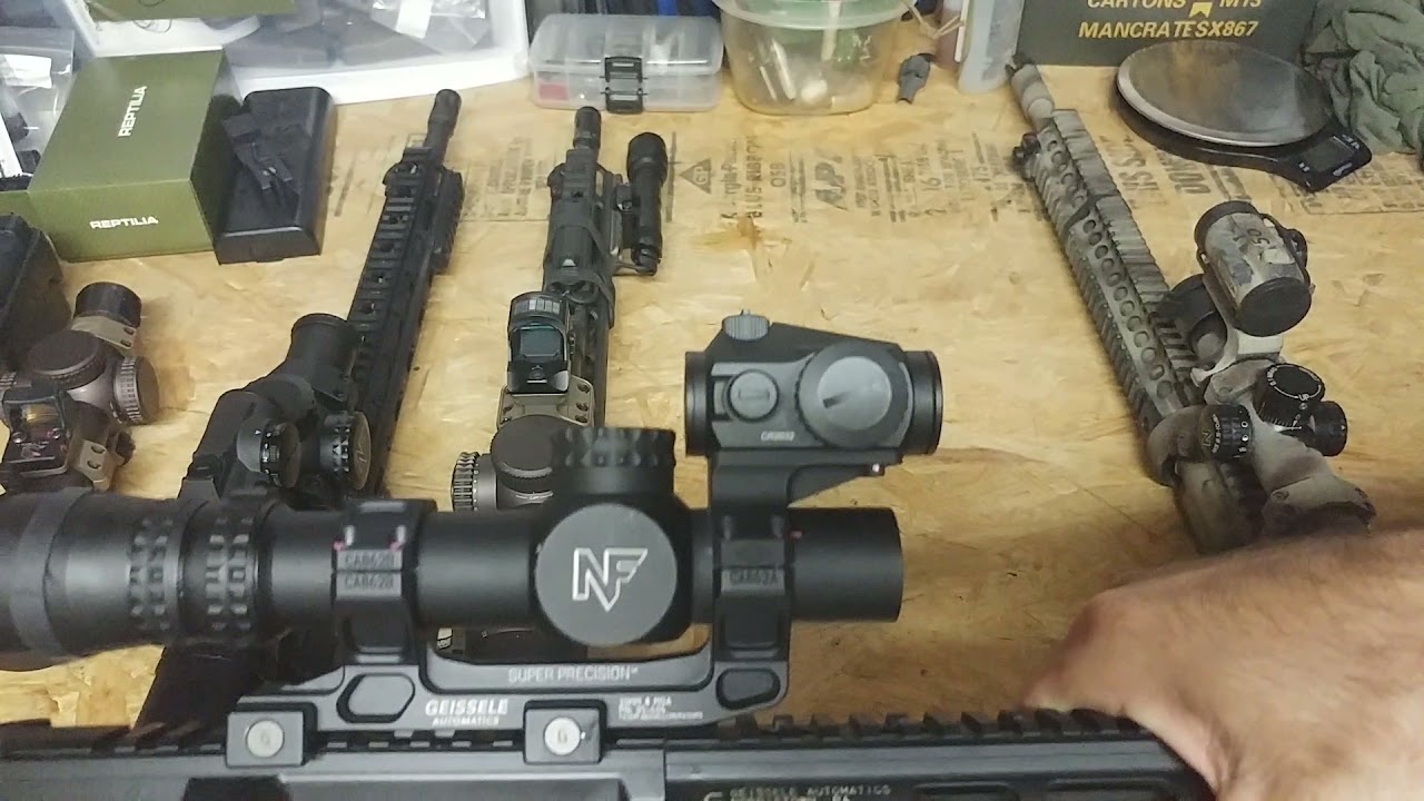 Optic Mounts: Larue, Badger, Geissele, and Reptilia.