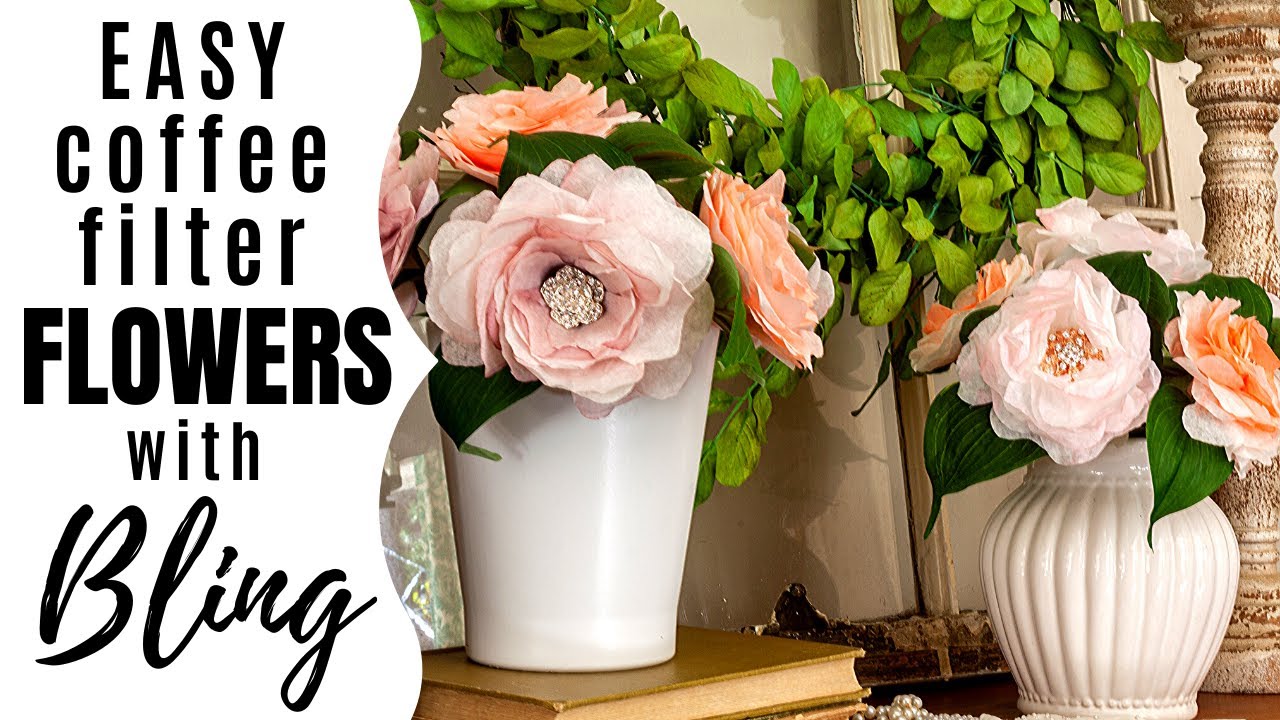 Easy Coffee Filter Flowers With Bling