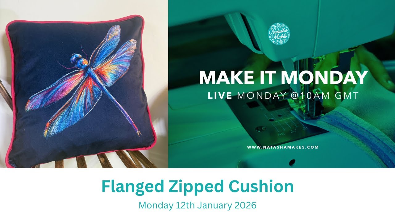 Natasha Makes - Make it Monday 12th January 2026 - Flanged Zipped Cushion