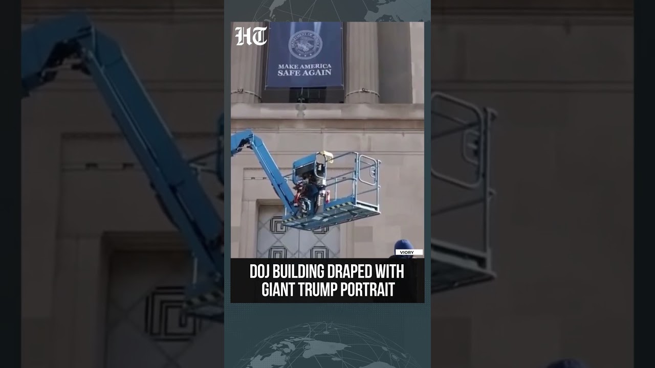 Trump Banner Dominates Justice Department Headquarters In DC #shorts