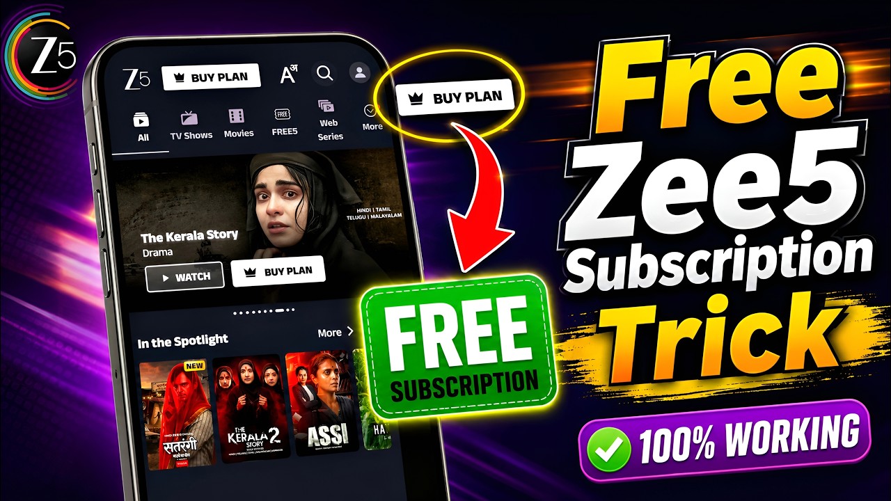 ✅FREE Zee5 Subscription Trick (2026)