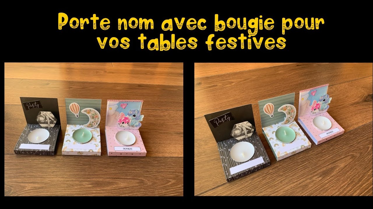 TUTO SCRAP Porte Nom/ Marque place  + Bougie 🕯