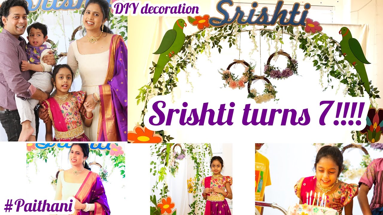 Srishti b’day vlog | paithani | DIY birthday decoration | flower arch | unique birthday decor