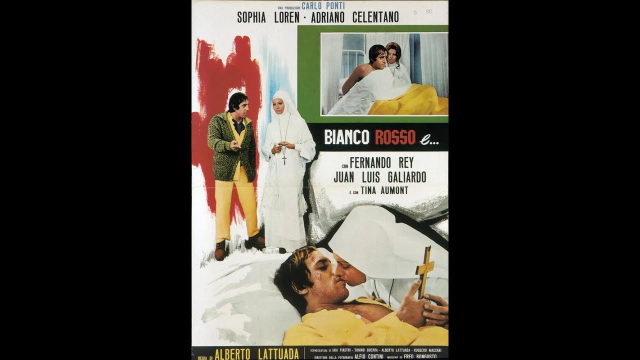 Sofia Loren e Adriano Celentano nella commedia Bianco, rosso e... (1972)