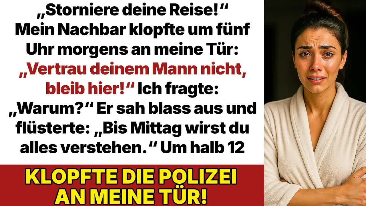 Mein Nachbar weckte mich um fünf Uhr： „Vertrau deinem Mann nicht und sag die Reise ab!“