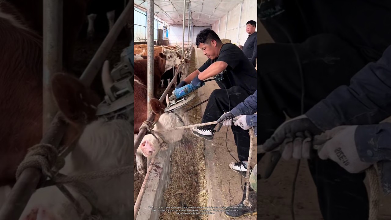 Why Farmers Trim a Cow's Horns Instead of Leaving Them #rurallife #livestocklife #farm