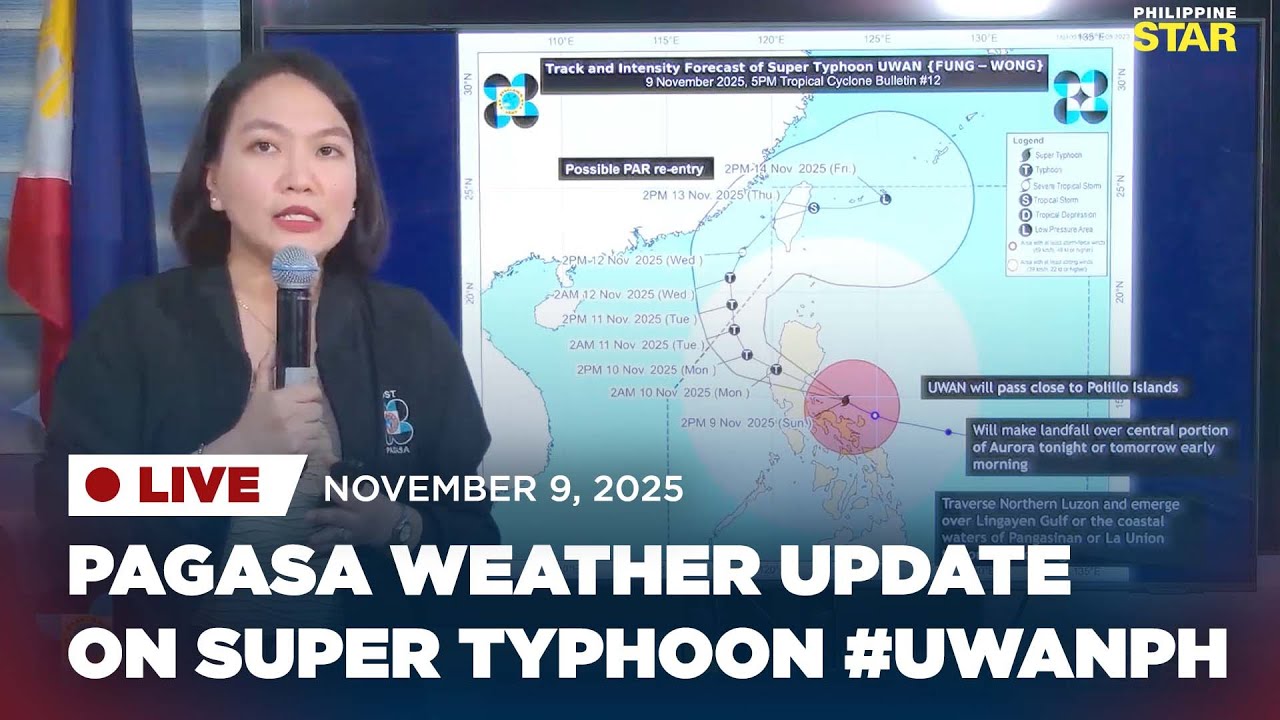 LIVESTREAM: PAGASA 5 PM weather update on Super Typhoon #UwanPH (November 9, 2025)