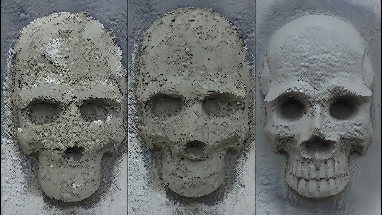 How to make skull reliefs / with sand cement