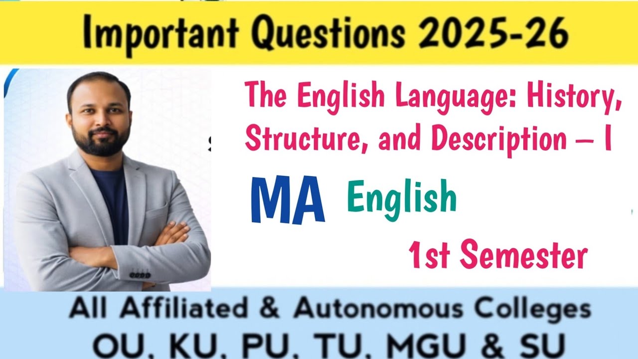 The English Language: History, Structure Unit-Wise Important Questions 2026 | MA English Sem 1 OU