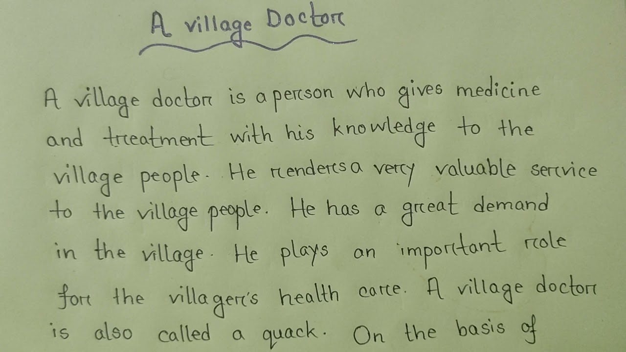 A Village Doctor || Paragraph |||