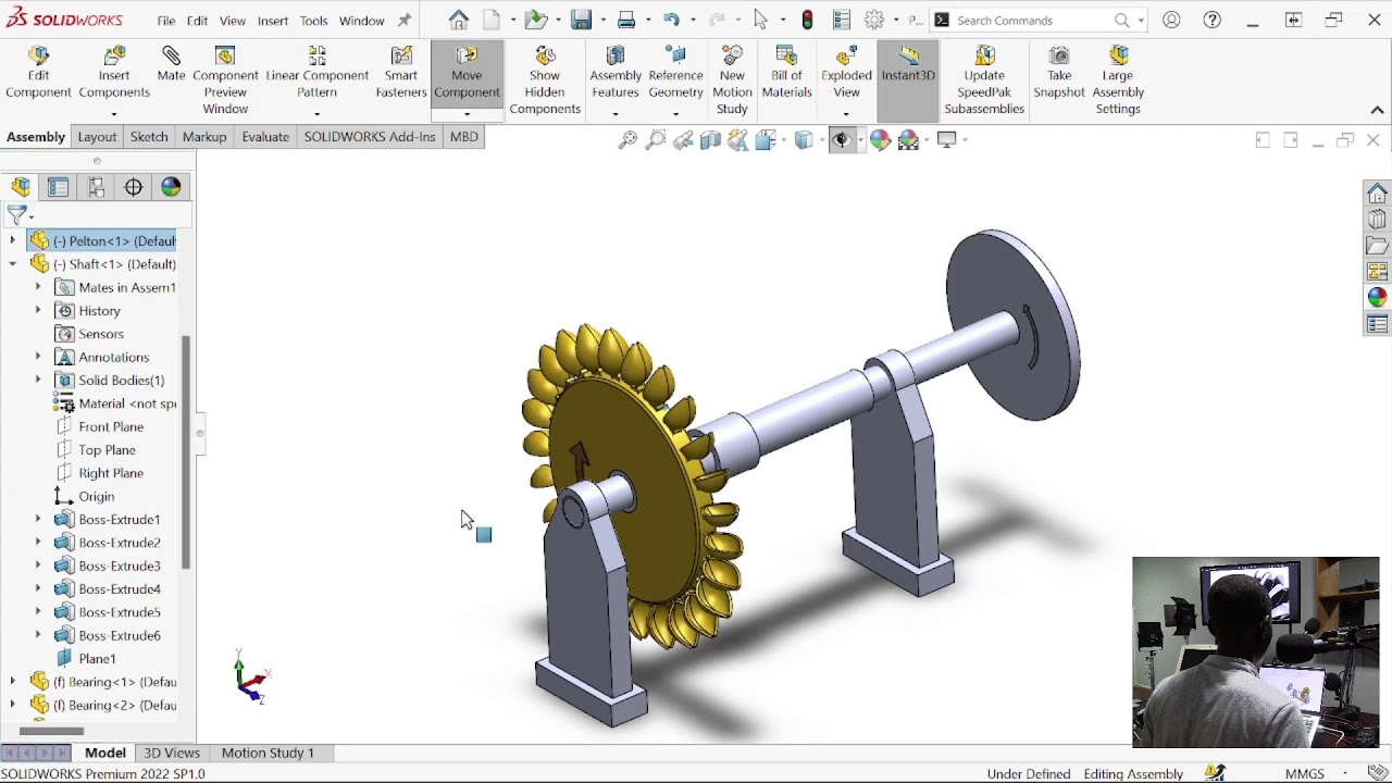 Modeling and animating the Pelton turbine in SolidWorks